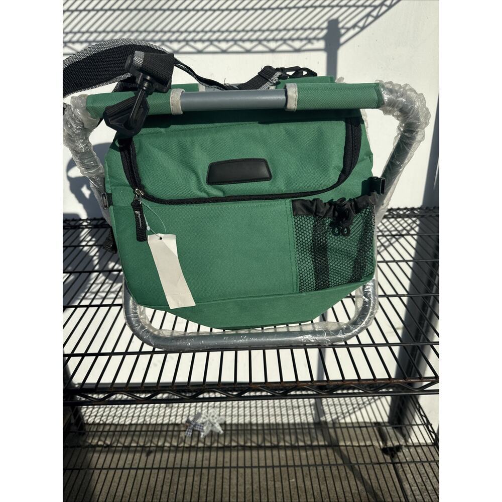 Folding Stool Insulated Cooler with shoulder strap Chair Beach Fishing Camping